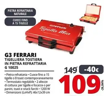 Comet G3 ferrari tigelliera tostiera in pietra refrattaria g 10025 offerta