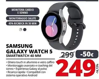 Comet Samsung galaxy watch 5 smartwatch 40 mm offerta