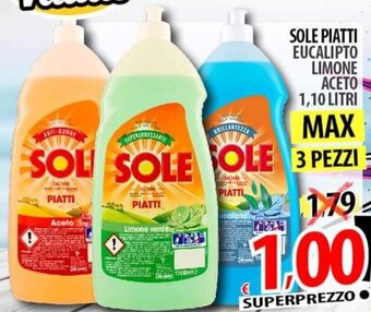 Il Genio Supermercato Sole Piatti Eucalipto Limone Aceto 1,10 litri offerta