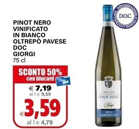 Il Gigante Giorgi pinot nero vinificato in bianco oltrepo pavese doc offerta