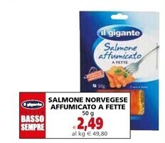 Il Gigante Il gigante salmone norvegese affumicato a fette offerta