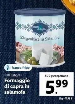 Lidl 1001 delights - formaggio di capra in salamoia offerta
