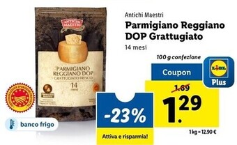 Lidl Antichi maestri parmigiano reggiano dop grattugiato offerta