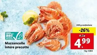 Lidl Mazzancolle intere precotte offerta