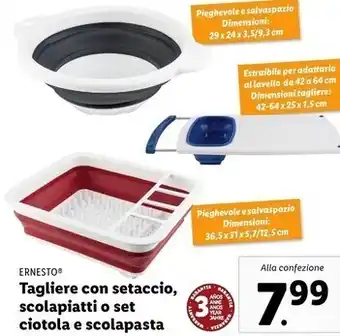 Ernesto tagliere con setaccio,scolapiatti o set ciotola e scolapasta