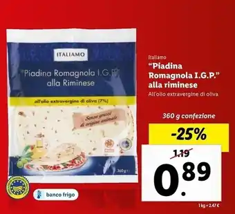 Lidl Italiamo piadina romagnola i.g.p. alla riminese offerta