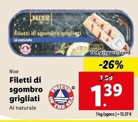 Lidl Nixe filetti di sgombro grigliati offerta