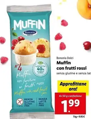 Lidl Bononia dolci muffin con frutti rossi offerta
