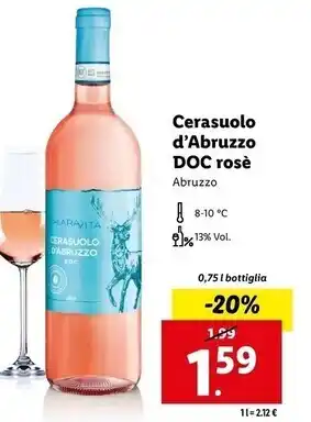 Lidl Cerasuolo d'abruzzo doc rose offerta
