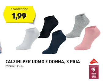 ALDI Calzini per uomo e donna, 3 paia misure: 35-46 offerta