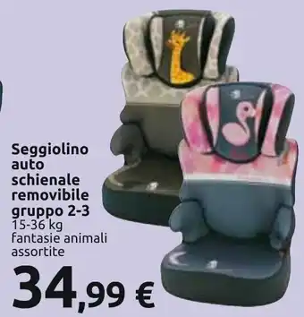 Carrefour Seggiolino auto schienale removibile gruppo 2-3 offerta