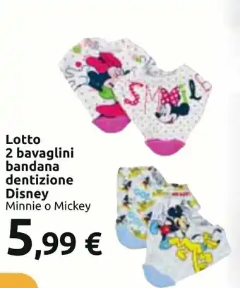 Carrefour Disney Lotto 2 bavaglini bandana dentizione offerta