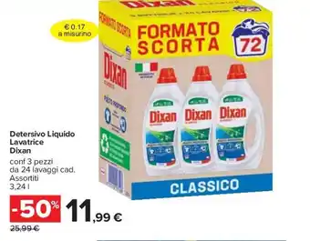 Carrefour Dixan Detersivo Liquido Lavatrice 3 pezzi 3,24 l offerta
