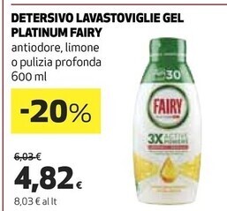 Coop Fairy detersivo lavastoviglie gel platinum offerta