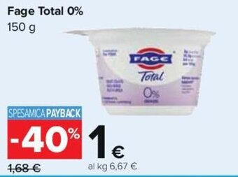 Carrefour Fage Total 0% 150 g offerta