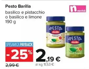 Carrefour Barilla Pesto 190 g offerta