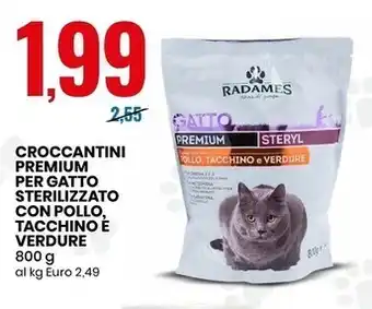 Eurospin Radames croccantini premium per gatto sterilizzato con pollo,tacchino e verdure offerta