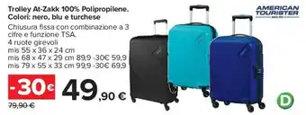 Carrefour American Tourister Trolley At-Zakk 100% Polipropiline, Colori: nero, blu e turchese offerta