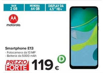 Carrefour motorola Smartphone E13 offerta