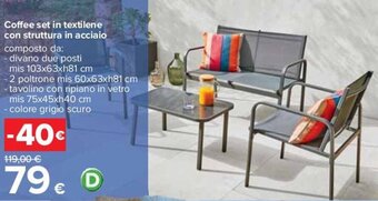 Carrefour Coffee set in textilene con struttura in acciaio offerta