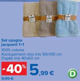 Carrefour Set spugna jacquard 1+1 offerta