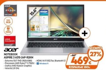 Expert acer Notebook Aspire 3 A315-24P-R2KM offerta