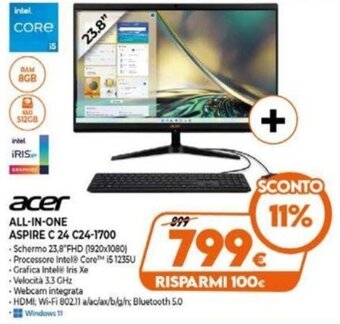 Expert acer All-in-One Aspire C 24 C24-1700 offerta