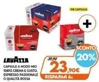 Expert Lavazza Capsule a Modo Mio 108pz crema e gusto, espresso passionale o qualità rossa offerta