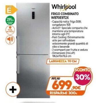 Expert Whirlpool Frigo Combinato WB70E972X offerta