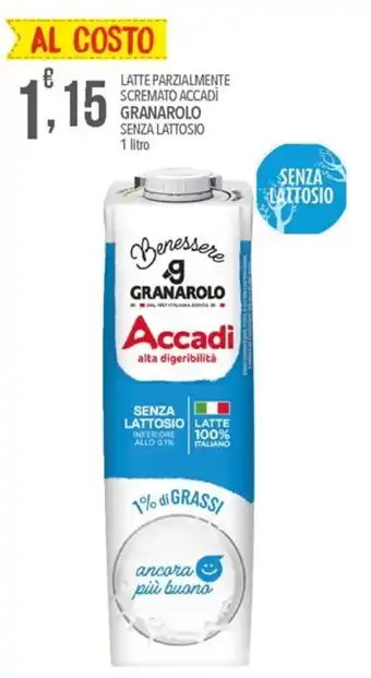 Bennet Granarolo Accadì Latte Parzialmente Scremato senza lattosio 1 litro offerta