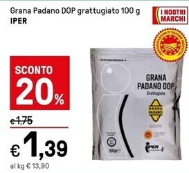 Iper La Grande Iper grana padano dop grattugiato offerta
