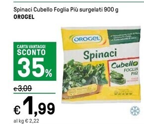 Iper La Grande Orogel spinaci cubello foglia più surgelati offerta