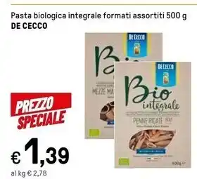 Iper La Grande De cecco pasta biologica integrale offerta