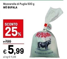 Iper La Grande Mò bufala mozzarella di puglia offerta