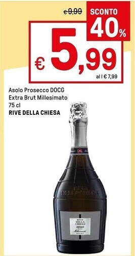 Iper La Grande Rive della chiesa asolo prosecco docg extra brut millesimato offerta