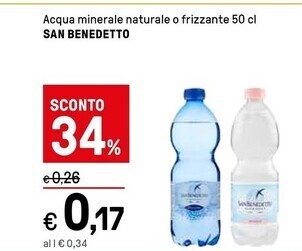 Iper La Grande San benedetto acqua minerale naturale o frizzante offerta