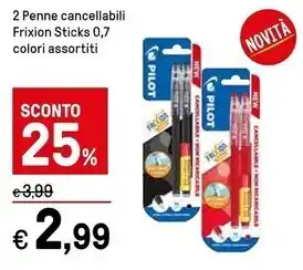 Iper La Grande Pilot 2 penne cancellabili frixion sticks offerta