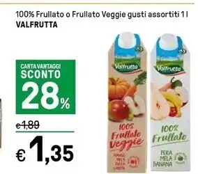 Iper La Grande Valfrutta 100% frullato o frullato veggie offerta