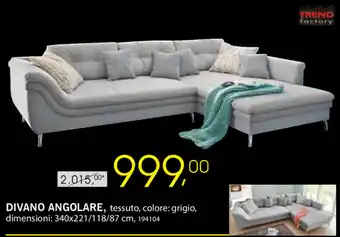 Dipo Arredamenti Trend factory Divano Angolare 340x221/118/87cm offerta