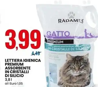Eurospin Radames lettiera igienica premium assorbente in cristalli di silicio offerta
