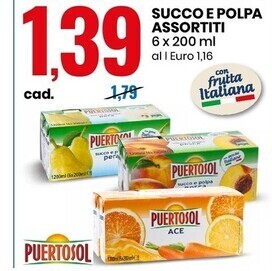 Eurospin Puertosol succo e polpa assortiti offerta