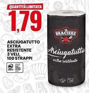 Eurospin Asciugatutto extra resistente 3 veli, 100 strappi offerta