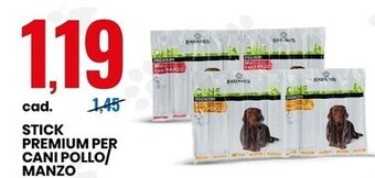 Eurospin Radames stick premium per cani pollo/manzo offerta