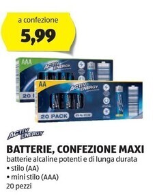ALDI Activ energy batterie, confezione maxi offerta