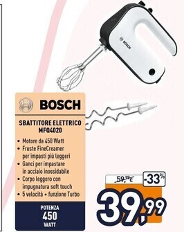 Unieuro Bosch sbattitore elettrico mfq4020 offerta