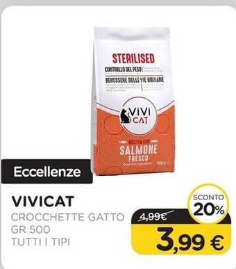 Arcaplanet Vivicat - crocchette gatto gr 500 tutti i tipi offerta