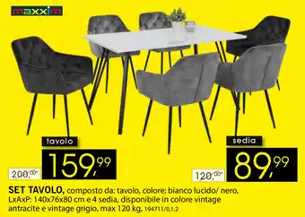 Maxxim Set Tavola 140x76x80cm