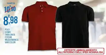Bennet Polo Uomo Tinta unita cotone mezza manica offerta