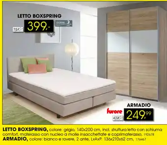Dormi Furore Letto Boxspring 140x200cm