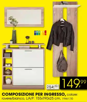 Dipo Arredamenti Smart Composizione per Ingresso 155x190x25cm offerta
